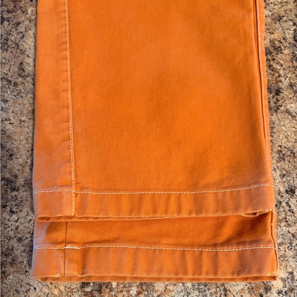 VTG Clench Jeans Mens Orange Denim Wide Baggy Skater 90s Y2K Tag Size 34x32 - Picture 7 of 16